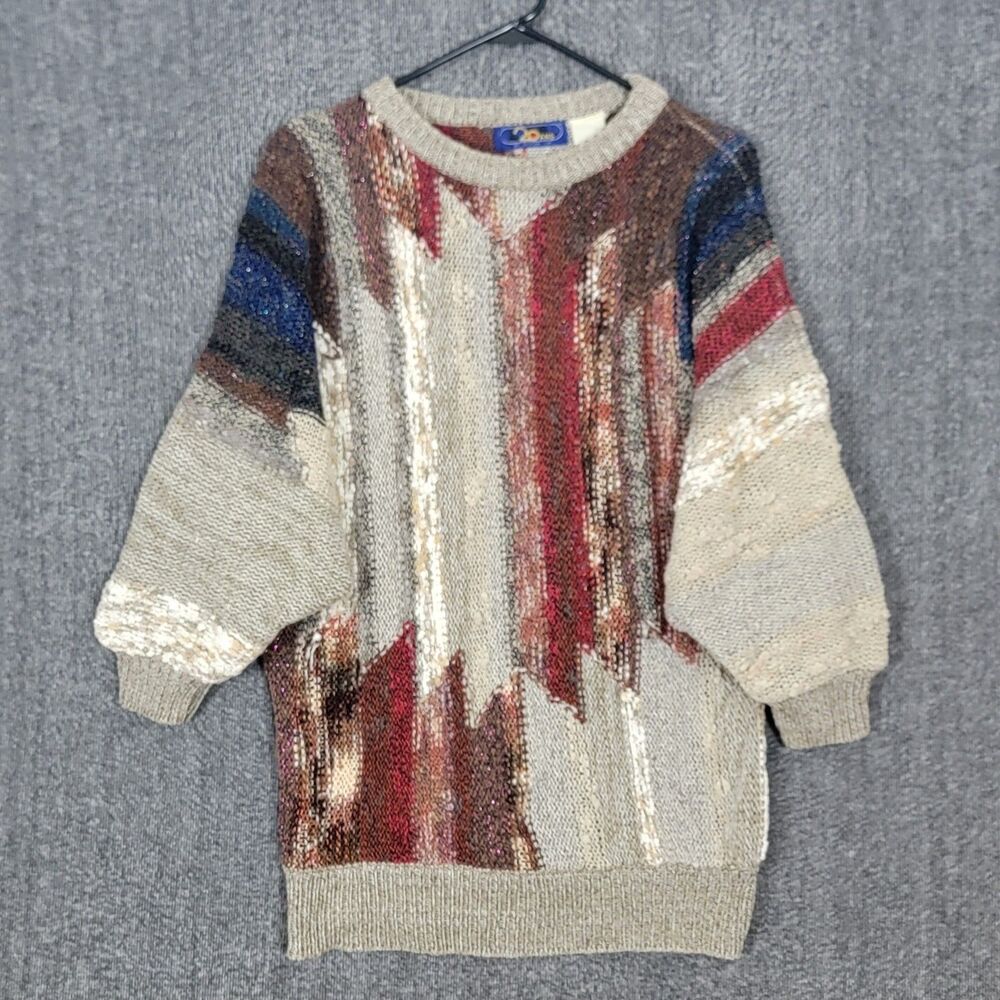 Vintage 80s 20 Ans By Mariea Kim Sweater Womens M Multicolor 3/4 Dolman Sleeve
